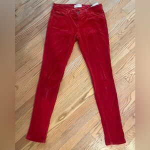 Free People 80’s Style Red Velvet Super Low-Rise Skinny Jean, sz 26